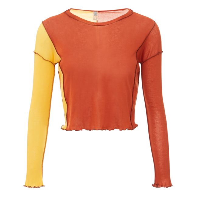 Organic Cotton Gauze Sun Layer T-Shirt | Orange Rouille