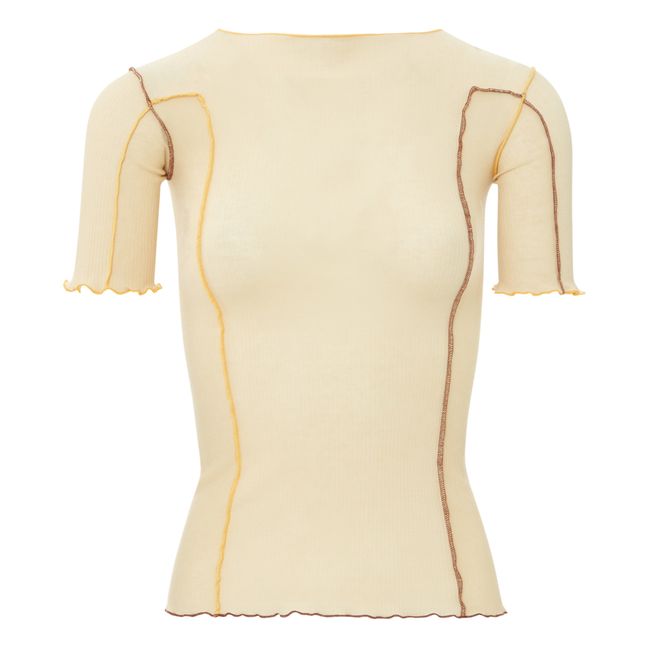 Omato Organic Cotton Ribbed T-Shirt | Sand