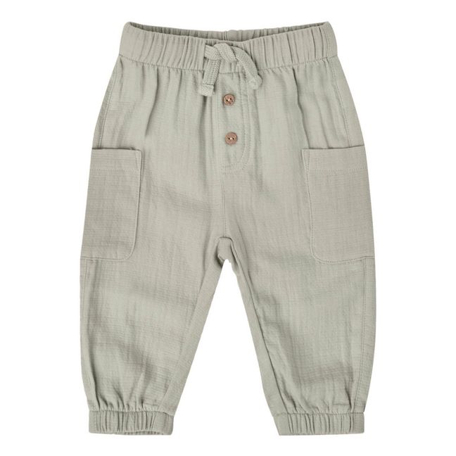 Organic Cotton Pants with Pockets | Verde Gris