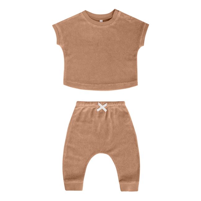 Organic Cotton Terry Cloth T-shirt + Pants | Braun