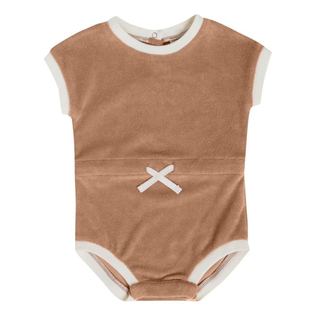Organic Cotton Terry Cloth Romper | Marrón