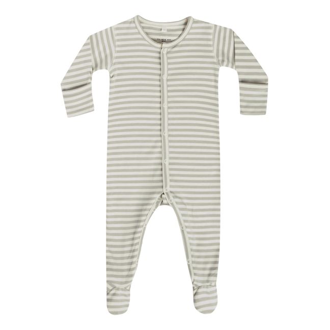 Organic Cotton Striped Pajamas | Verde Gris