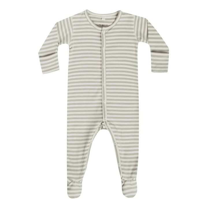 Pijama a rayas de algodón orgánico | Verde Gris- Imagen del producto n°0
