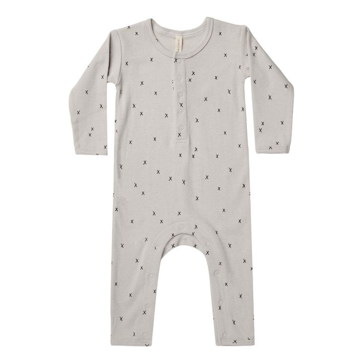 Pijama acanalado de algodón orgánico | Gris Claro- Imagen del producto n°0