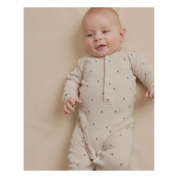 Pijama acanalado de algodón orgánico | Gris Claro- Imagen del producto n°1