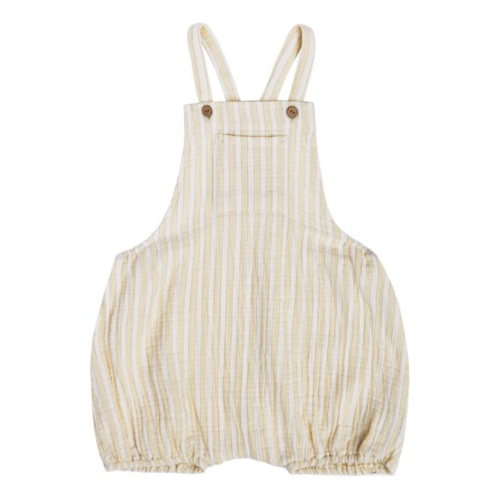 Organic Cotton Striped Dungarees | Blasses Gelb- Produktbild Nr. 0