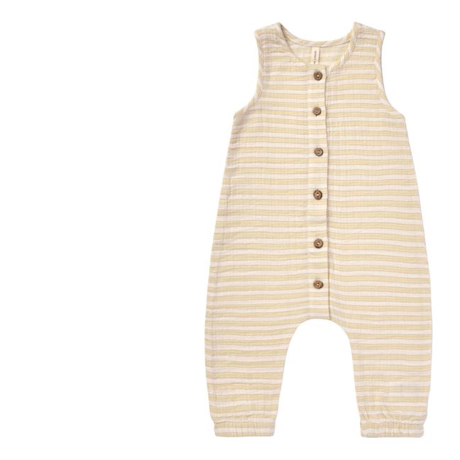 Striped Organic Cotton Jumpsuit | Blasses Gelb
