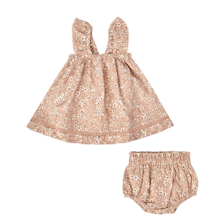 Organic Cotton Printed Dress + Bloomers | Rosa Viejo- Imagen del producto n°0