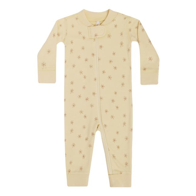 Pyjama sans Pieds Fleurs Coton Bio | Pale yellow