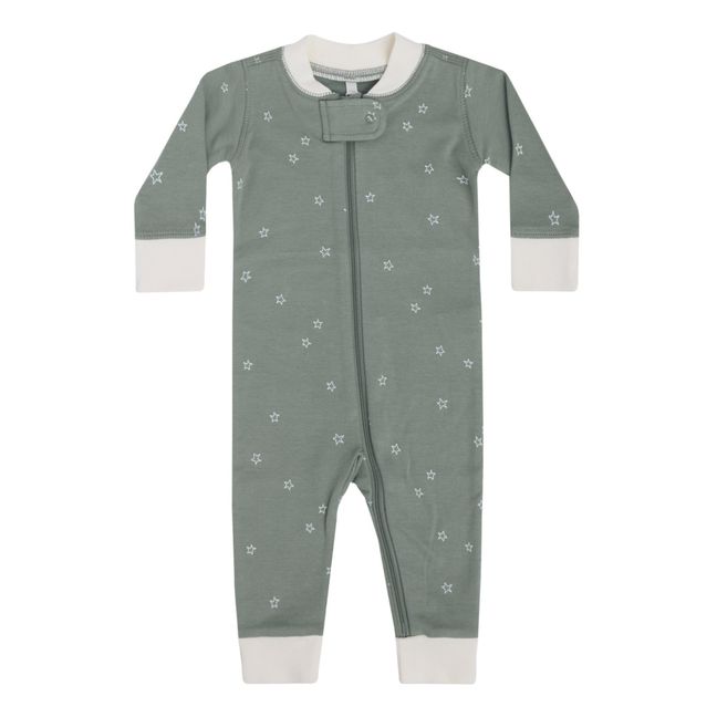 Starry Organic Cotton Pyjamas Without Feet | Grün-grau