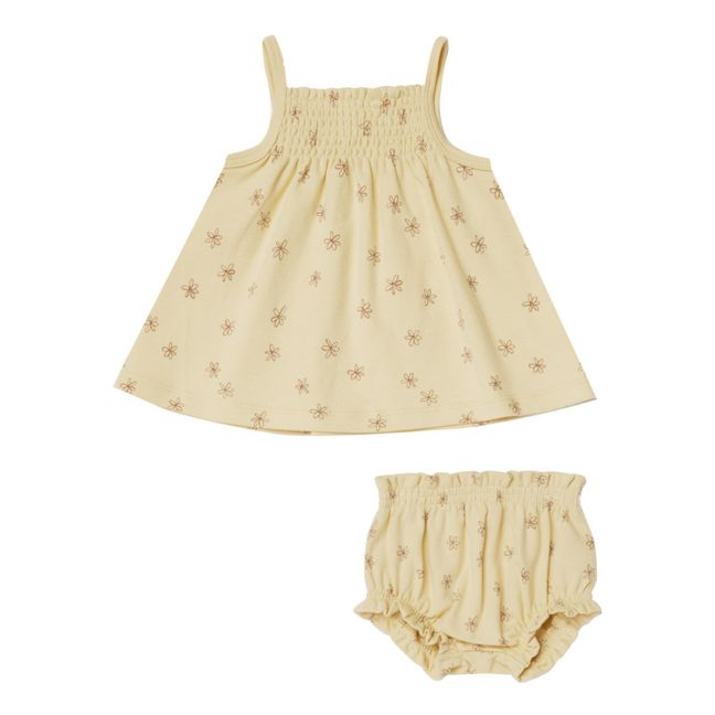 Organic Cotton Floral Tank Top + Bloomers | Amarillo palo