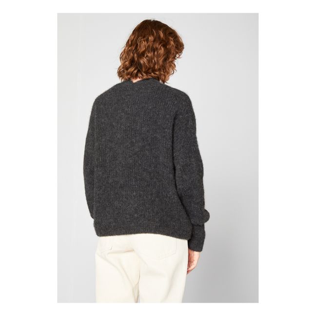 East Shawl Collar Alpaca Wool Cardigan | Gris Antracita color natural