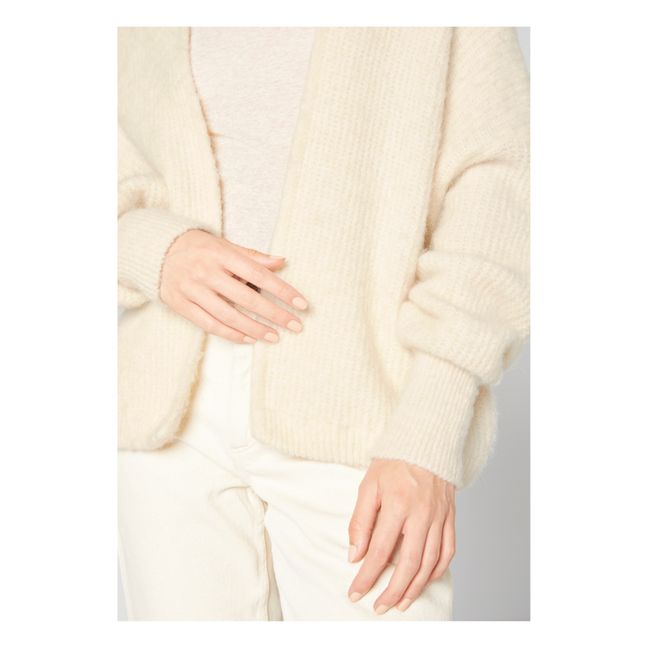East Alpaca Wool Shawl Collar Cardigan | Ecru chiné