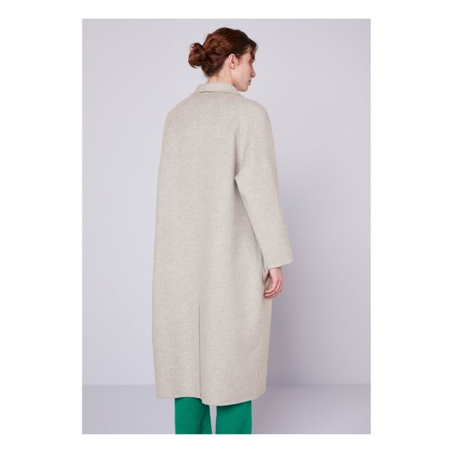 Langer weiter Mantel Dadoulove Wolle | Grigio chiné chiaro