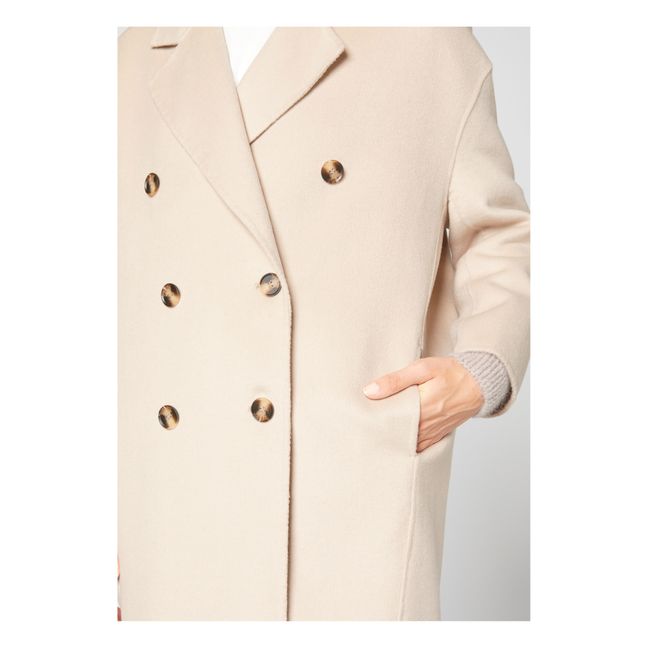 Dadoulove Straight Woollen Coat | Oatmeal