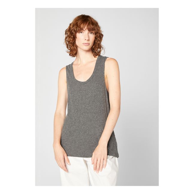 Jacksonville U-Neck Tank Top | Marled charcoal grey