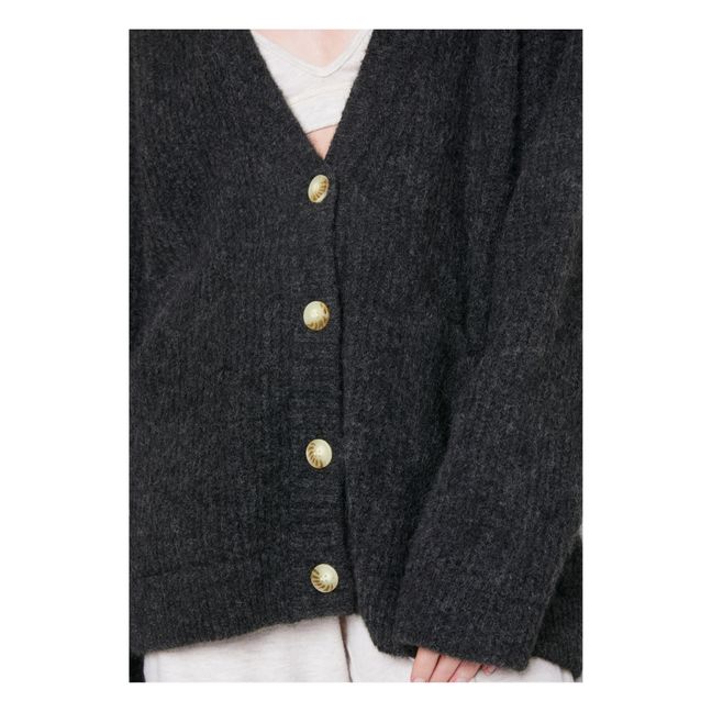 East Alpaca Wool Cardigan | Grigio antracite chino