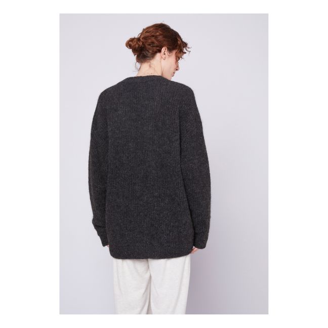 East Alpaca Wool Cardigan | Grigio antracite chino