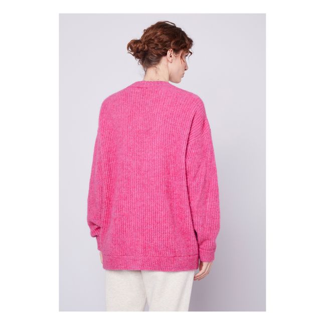 East Alpaca Wool Cardigan | Magenta