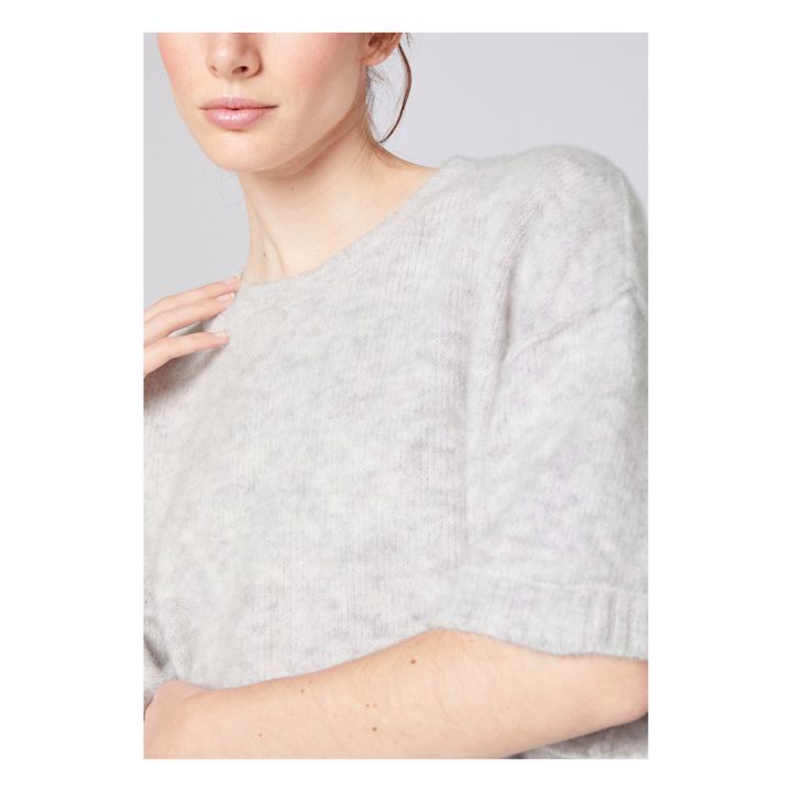East Alpaca Short Sleeved Sweater | Gris jaspeado claro- Imagen del producto n°4