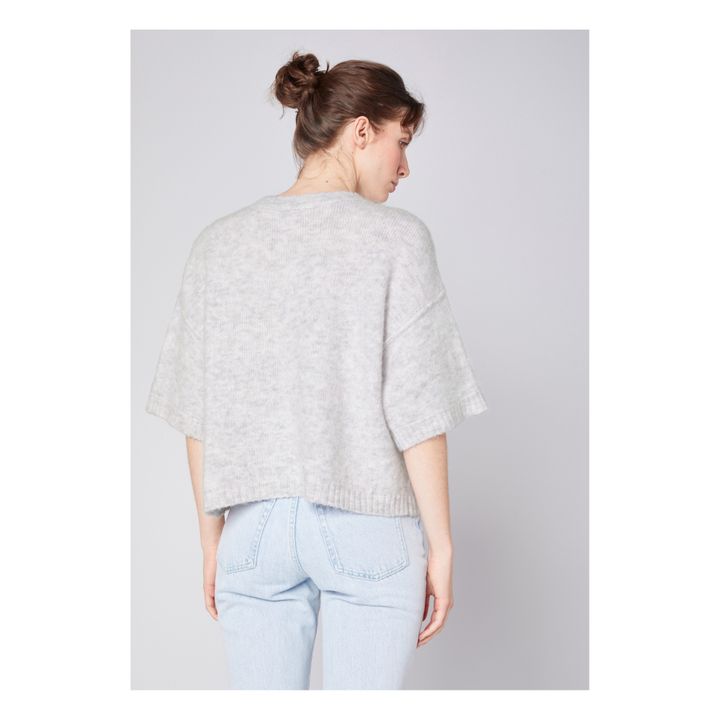 East Alpaca Short Sleeved Sweater | Gris jaspeado claro- Imagen del producto n°5