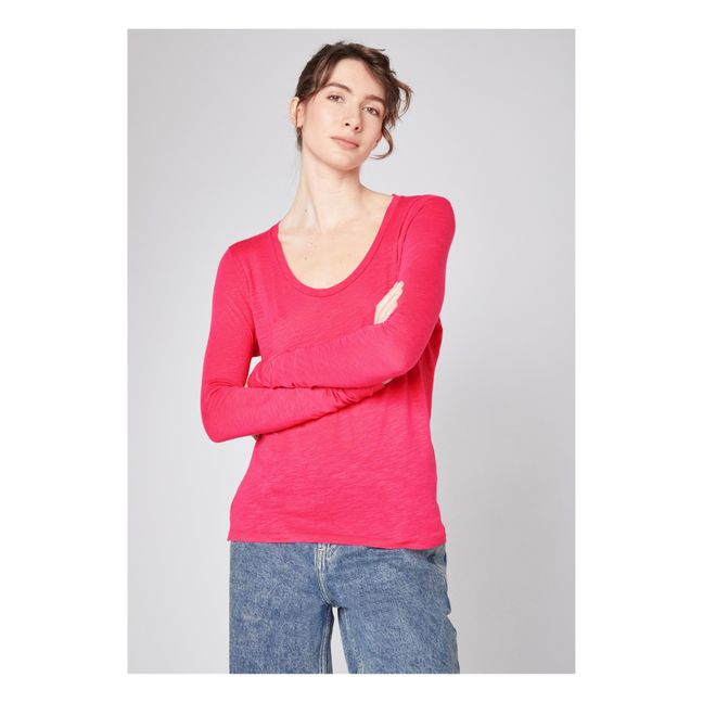 Jacksonville Long Sleeve U-Neck T-Shirt | Pink