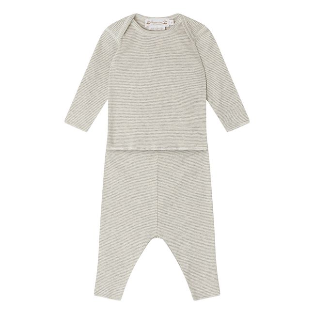 T-Shirt + Legging Rayé Timi | Gris chiné
