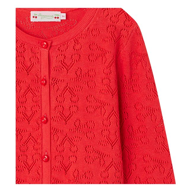 Cardigan Ajouré Cerises Cherry | Rouge