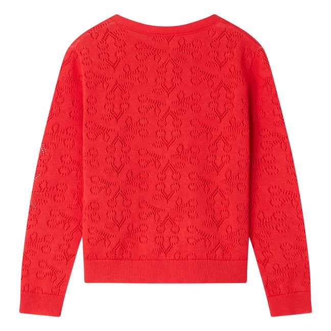 Cardigan Ajouré Cerises Cherry | Rouge