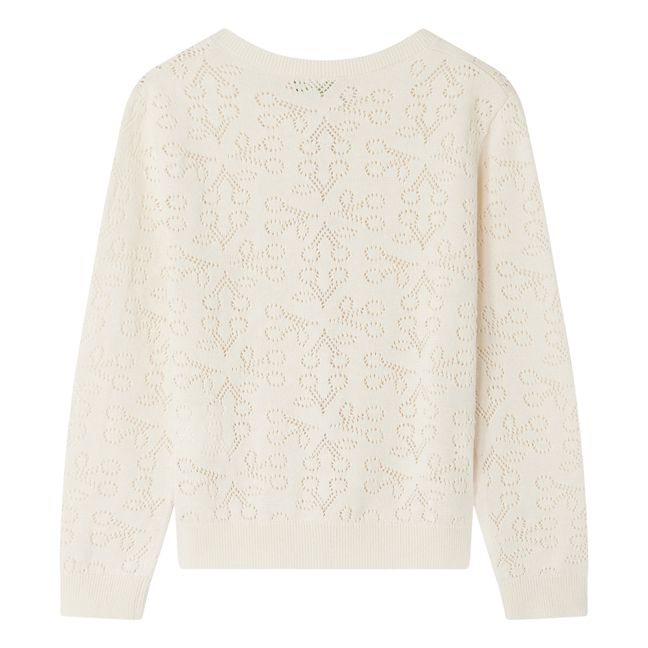 Cardigan Ajouré Cerises Cherry | Ecru