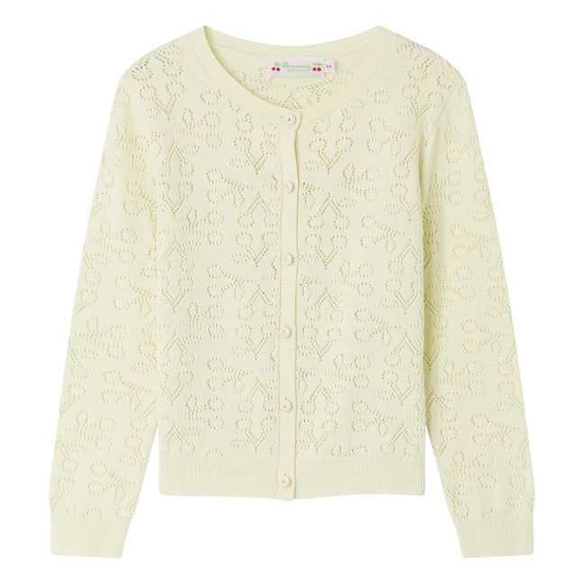 Cherry Openwork Cardigan | Pale yellow