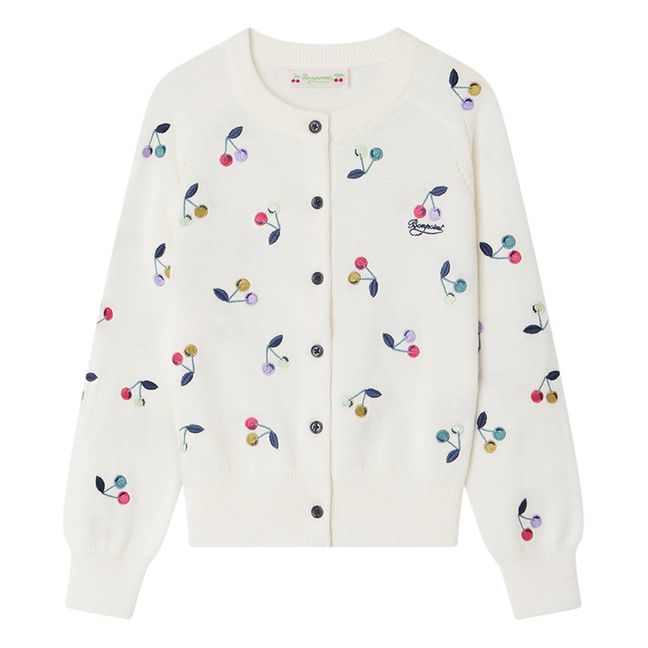 Cardigan Brodé Cerises Aizoon | Ecru