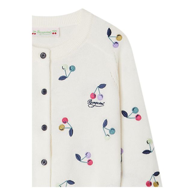 Cardigan Brodé Cerises Aizoon | Ecru