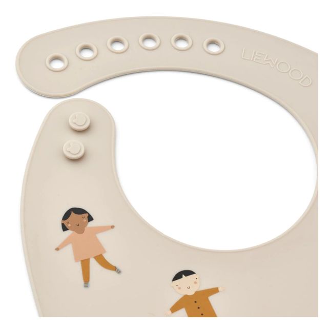 Bavoir Tilda en silicone - Set de 2 | Sandfarben