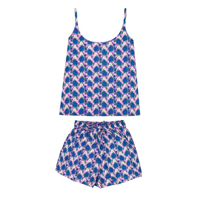 Pyjama Top + Short Strappy | Bleu