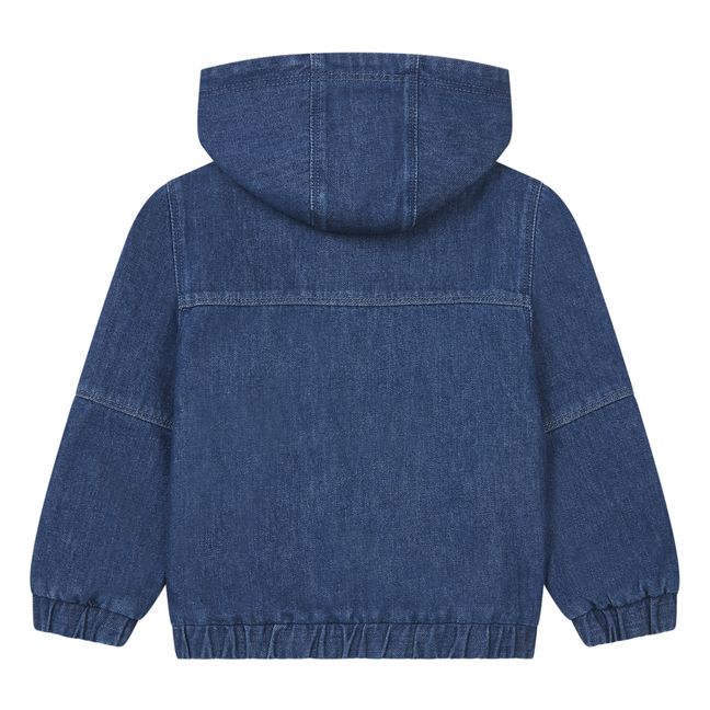 Stonewashed Denim Zip-Up Jacket | Blau