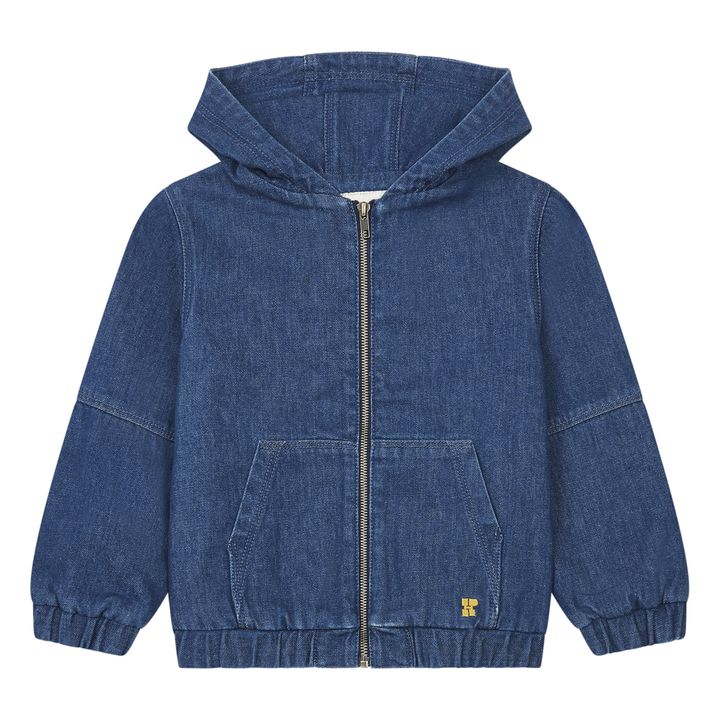Stonewashed Denim Zip-Up Jacket | Blue- Product image n°0