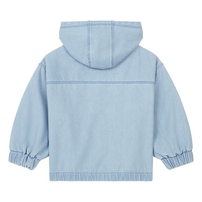 Stonewashed Denim Zip-Up Jacket | Blue