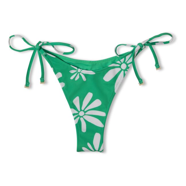 Bikinihose beidseitig tragbar Blumenmuster | Grün