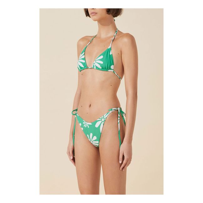 Bikinihose beidseitig tragbar Blumenmuster | Grün