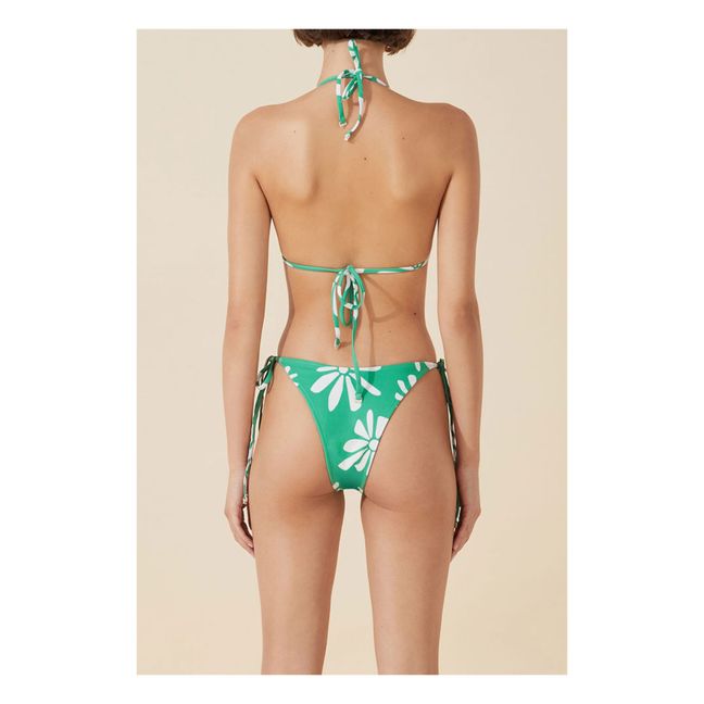 Bikinihose beidseitig tragbar Blumenmuster | Grün