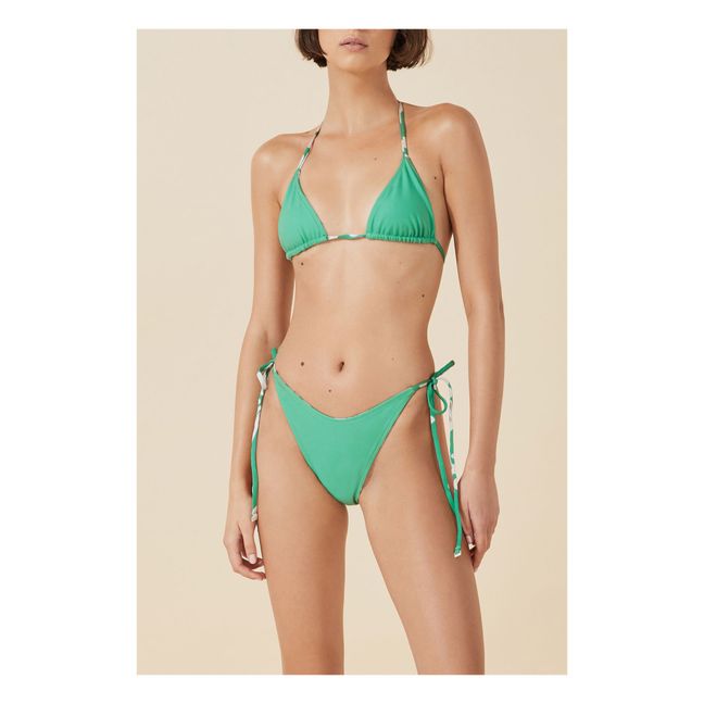 Bikinihose beidseitig tragbar Blumenmuster | Grün