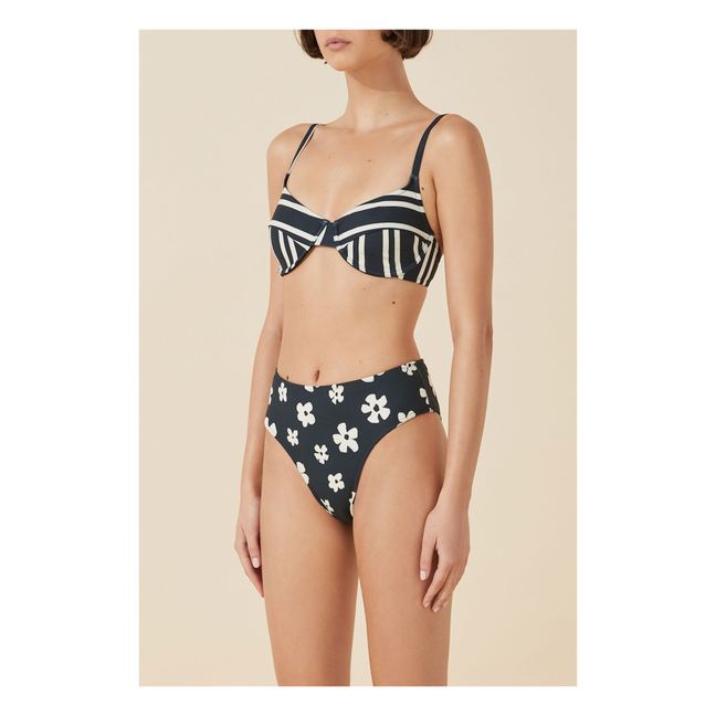 Balconette Striped Bikini Top | Negro