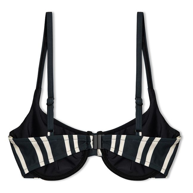 Balconette Striped Bikini Top | Negro