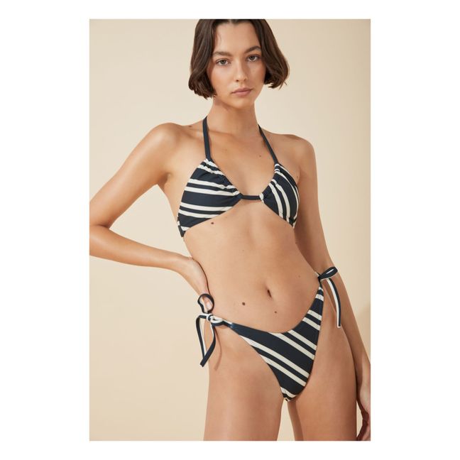 Slip bikini con righe e fiocco | Nero