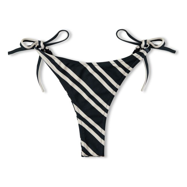 Slip bikini con righe e fiocco | Nero