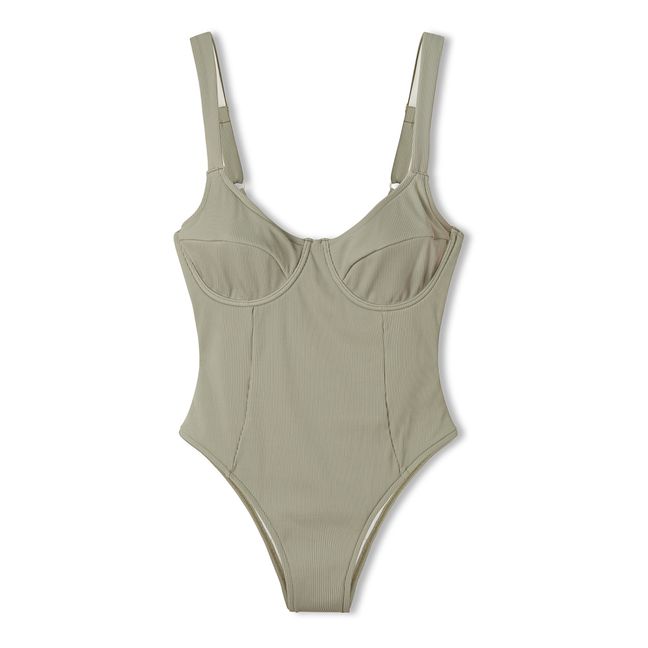 Moss Ribbed One-Piece Swimsuit | Gris verdoso