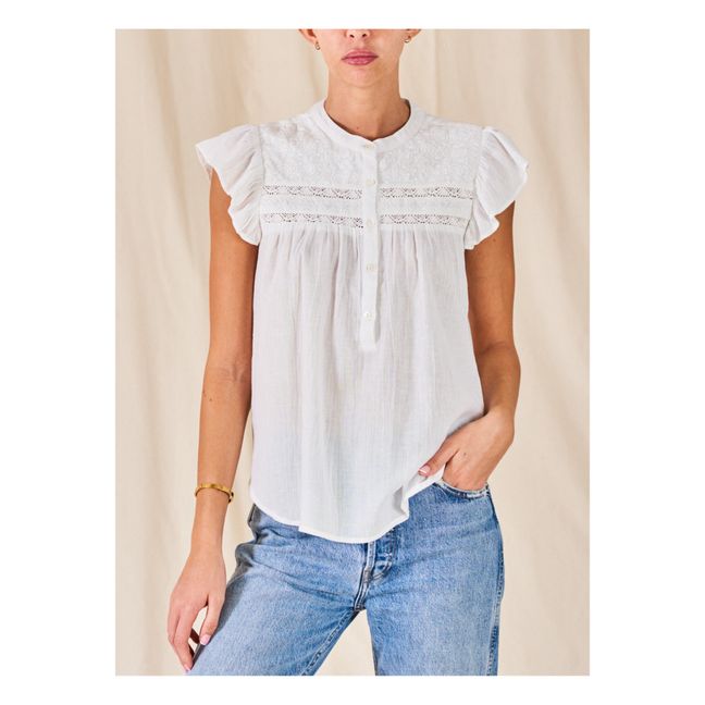Tali Embroidered Top | White