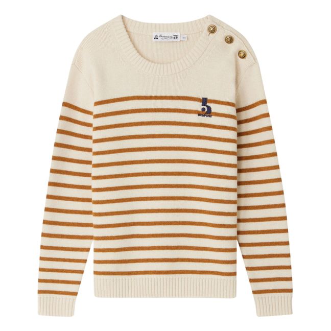 Crofton Wool and Cotton Striped Sweater | Caramello