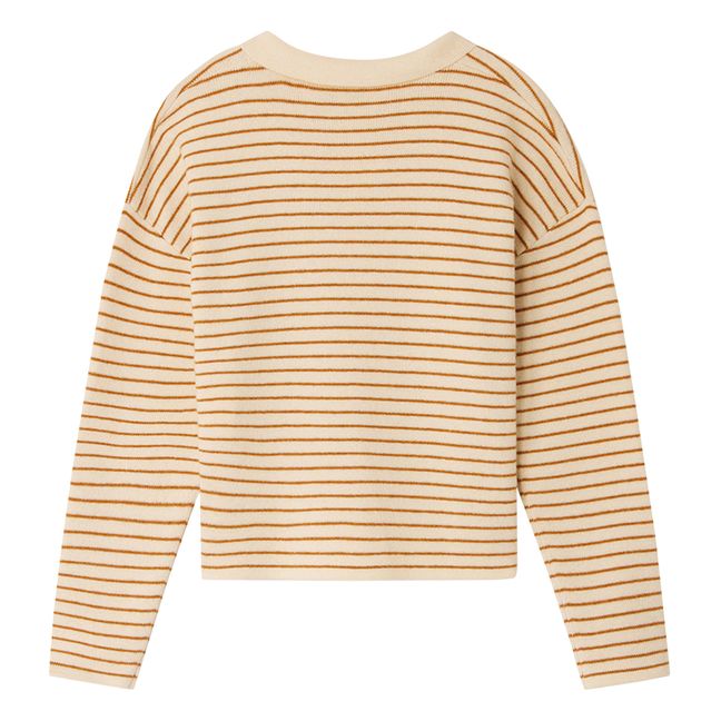 Cardigan Laine et Coton Rayé Cecile | Caramel